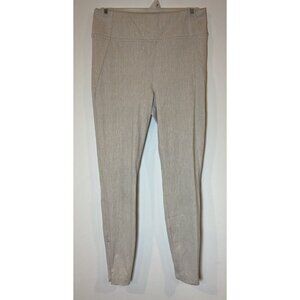 Athleta Delancy Skyline Textured Tight Pants Zipper Ankle Cream Tan Print Small